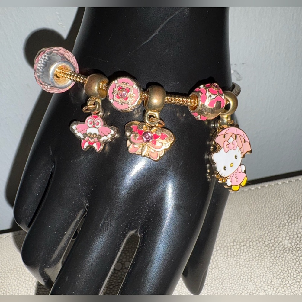 Gold and Pink Charm Bracelet - Picture 3 of 16